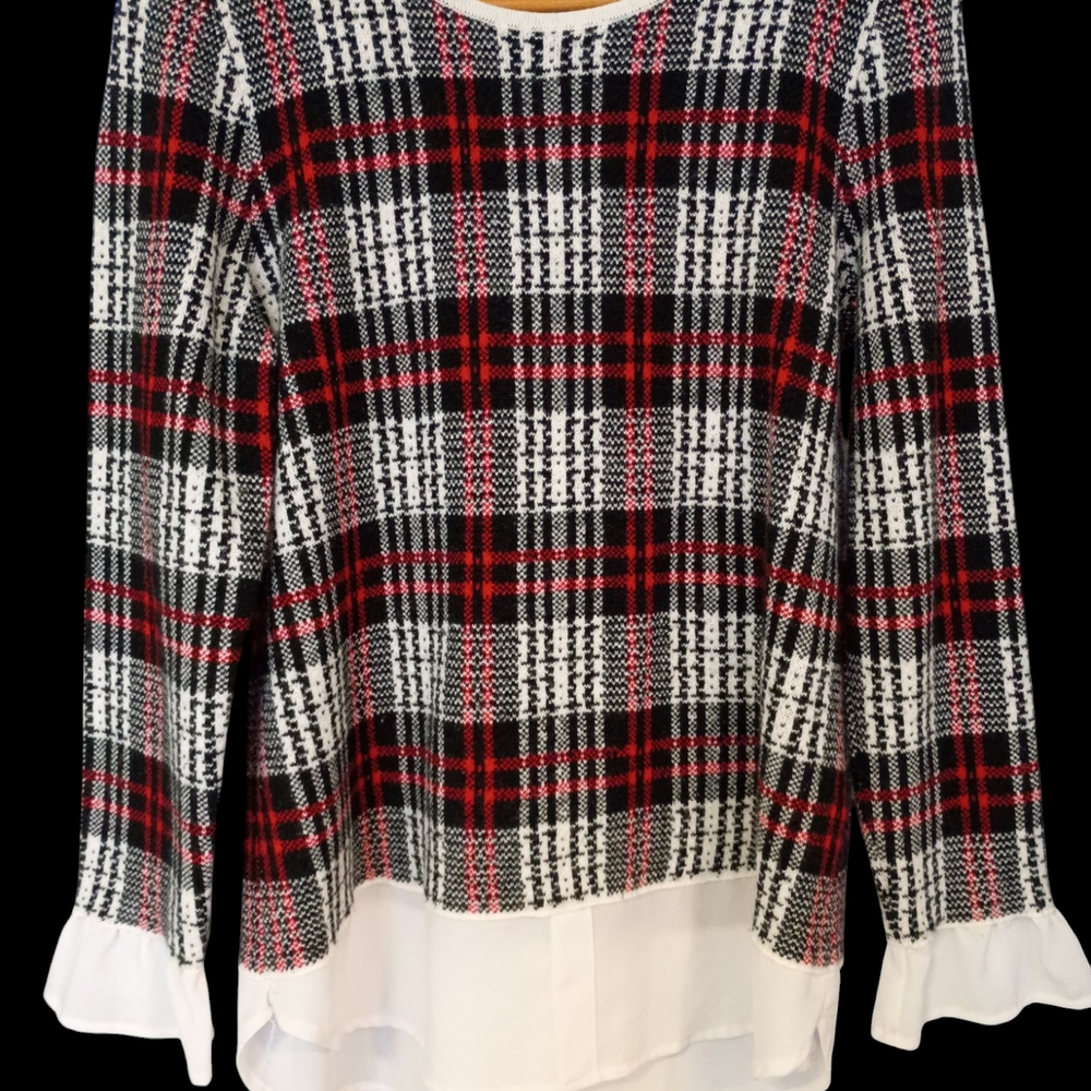 Plaid Women's Top - Black, Red, and White